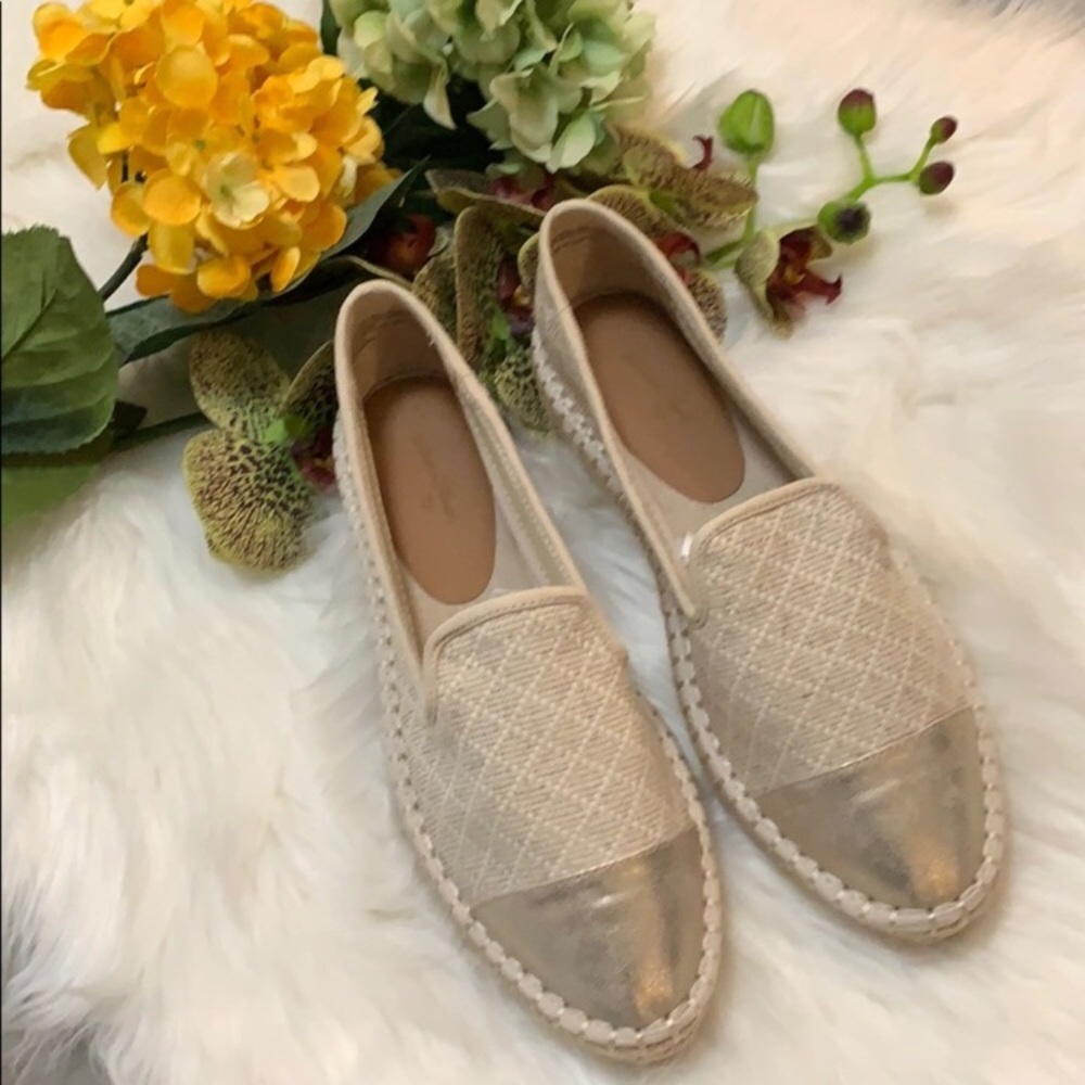 Metallic espadrille flats